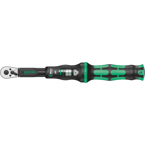 Click-Torque A 5 Torque Wrench with Reversible Ratchet, Click, 1/4" Square Drive, 2.5 - 25 Nm Equipex