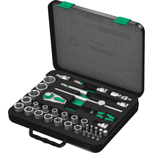 8100 SC 2 Zyklop Speed Ratchet Set, 37 Pcs, 3/8" Drive Size Equipex