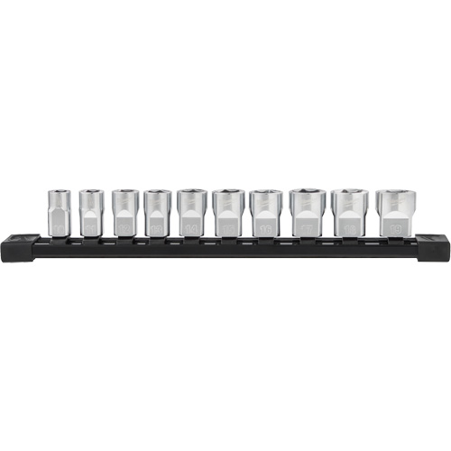 Douilles m&eacute;triques avec c&ocirc;t&eacute;s Four Flat, 10 Mcx, Prise de 3/8" Equipex