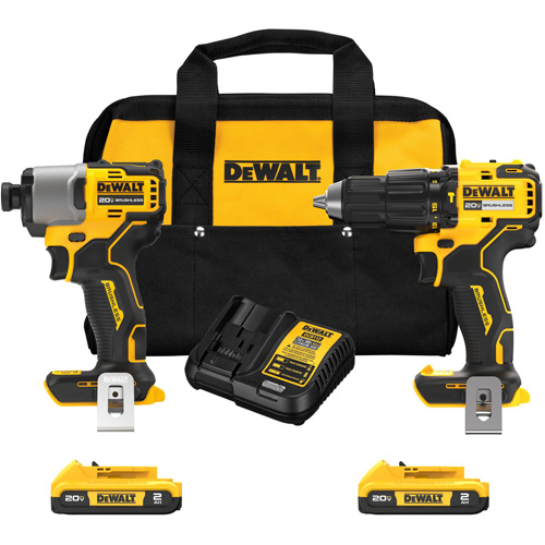 Ensemble de perfomarteau compact sans fil et sans balai de 1/2" & tournevis &agrave; chocs de 1/4", Lithium-ion, 20 V Equipex
