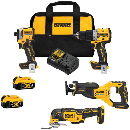 Ensemble combin&eacute; de quatre outils sans balai, Lithium-ion, 20 V Equipex