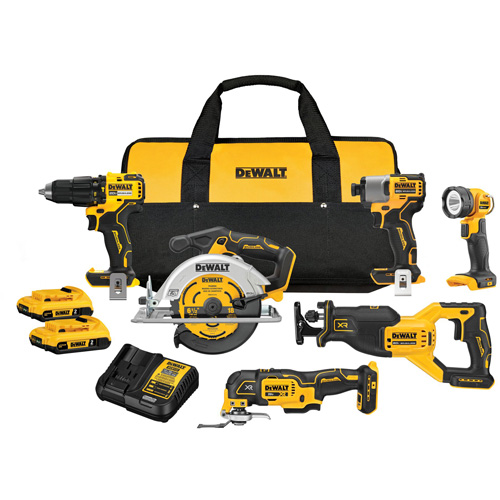 Ensemble de six outils &agrave; moteur sans balai V20, Lithium-ion, 20 V Equipex