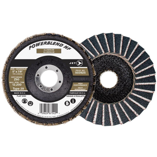 POWERBLEND NF Flap Disc, 5" x 7/8", Type 29, Z60 Grit, Zirconia Alumina Equipex