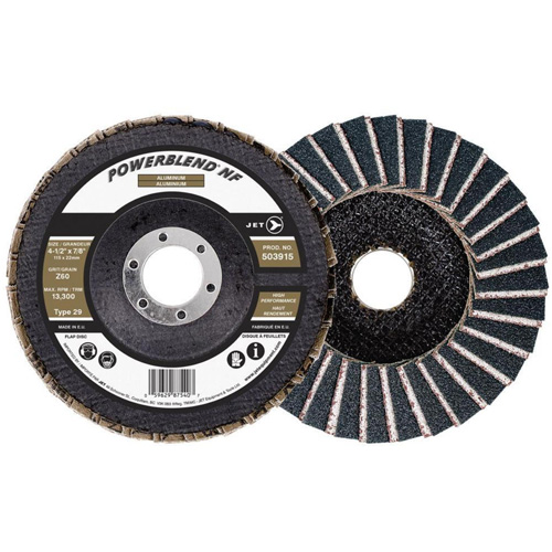 POWERBLEND NF Flap Disc, 4-1/2" x 7/8", Type 29, Z60 Grit, Zirconia Alumina Equipex