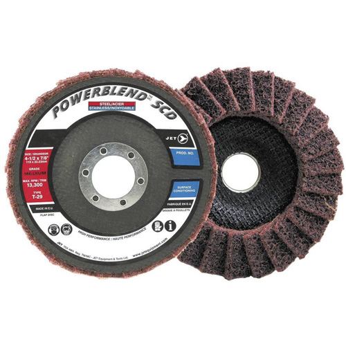 Disque &agrave; lamelles incurv&eacute; pour traitement de surface POWERBLEND SCD, 5" x 7/8", Type 29, Grain Moyen Equipex