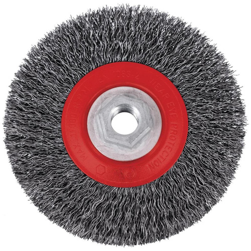 Brosse m&eacute;tallique &agrave; fils torsad&eacute;s &agrave; haut rendement 5C14T, 5" dia., Fils 0,014", Arbre 5/8"-11NC Equipex