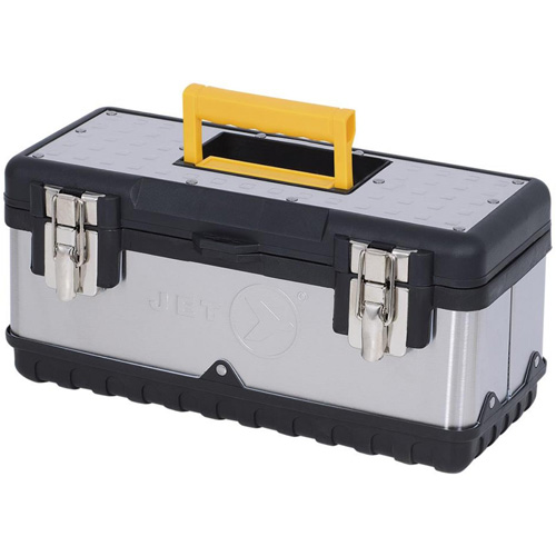 Coffre &agrave; outils portatif en acier inoxydable JPSTB-15, 6-1/4" P x 15" la x 7" h, Noir/Argent Equipex
