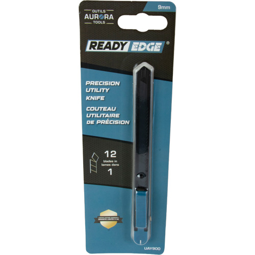 Couteau d'usage g&eacute;n&eacute;ral de 9 mm , Acier inoxydable, Prise en Plastique Equipex