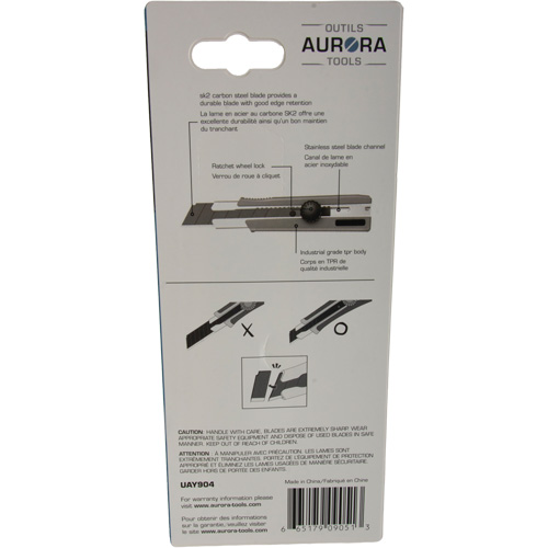 Couteau r&eacute;tractable de 25 mm, Acier inoxydable, Robuste, Prise en Caoutchouc Equipex