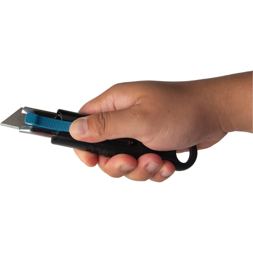 Couteau de s&eacute;curit&eacute; r&eacute;tractable standard, Acier inoxydable, Prise en Caoutchouc Equipex