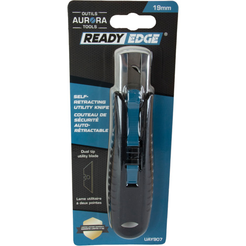 Couteau de s&eacute;curit&eacute; r&eacute;tractable standard, Acier inoxydable, Prise en Caoutchouc Equipex