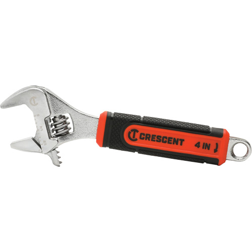 Adjustable Wrench with Quick-Fit Jaw, 4" L, 9/16"/14 mm Max Width, Chrome Equipex