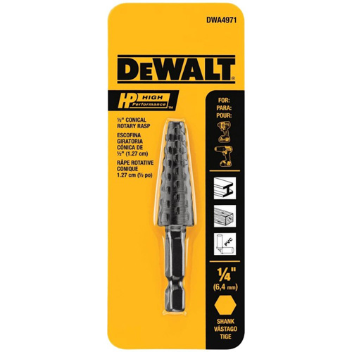 High Performance 1/2" Conical Rotary Rasp with 1/4" Hex Shank Equipex