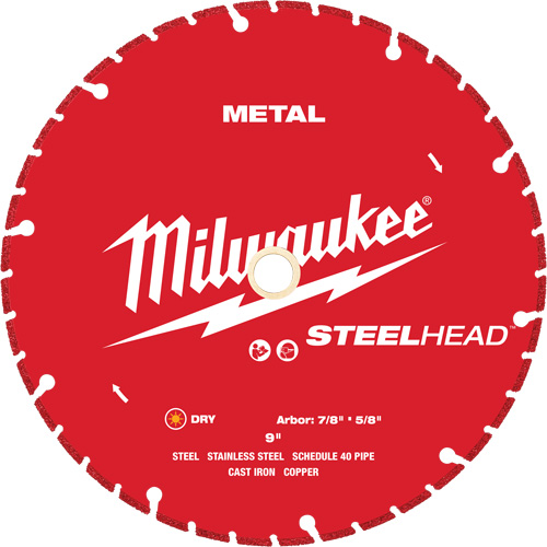 Lame de coupe diamant&eacute;e STEELHEAD, 9", Pour M&eacute;tal Equipex