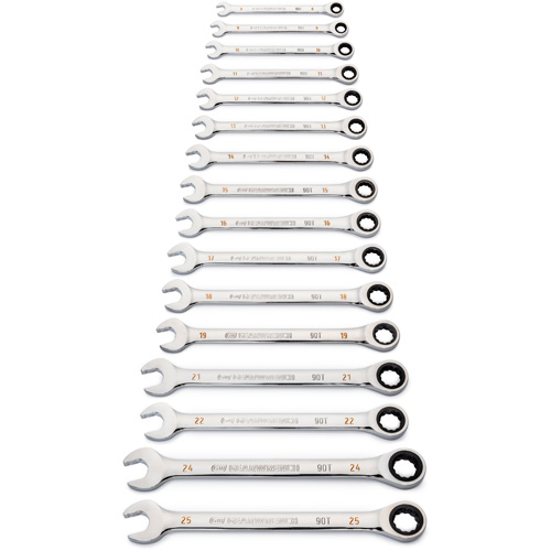 90-Tooth 12 Point Wrench Set, Ratcheting Combination, 16 Pieces, Metric Equipex
