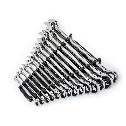90-Tooth 12 Point SAE Wrench Set, Ratcheting Combination, 14 Pieces, Imperial Equipex
