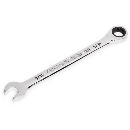 90-Tooth 12 Point Ratcheting Combination Wrench, 12 Point, 9/16", Chrome Finish Equipex