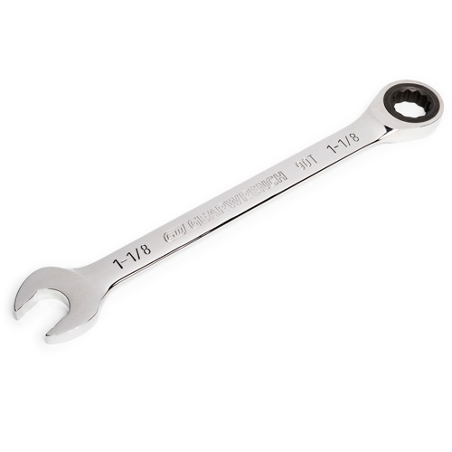 90-Tooth Ratcheting Combination Wrench, 12 Point, 1-1/8", Chrome Finish Equipex