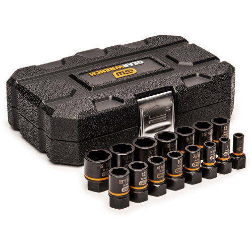 Bolt Biter Extraction Socket Set, 15 Pcs, Impact, 1/4"/3/8" Drive Size Equipex