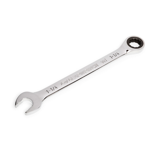 90-Tooth Ratcheting Combination Wrench, 12 Point, 1-1/4", Chrome Finish Equipex