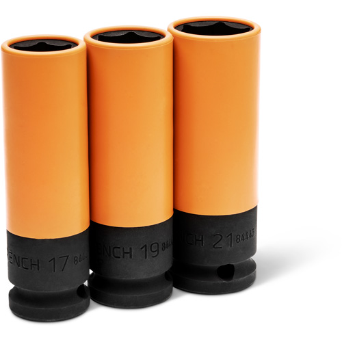 Jeu de douilles m&eacute;triques haute r&eacute;sistance pour protecteurs de roues, 3 Mcx, Chocs, Prise de 1/2", Profond Equipex