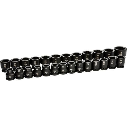 6 Point Metric Socket Set, 26 Pcs, Impact, 3/4" Drive Size Equipex