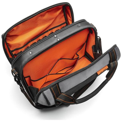 Sac ouvert de 17" pour outils d'ouvrier, Polyester, 3 pochettes, Noir/Gris/Orange Equipex