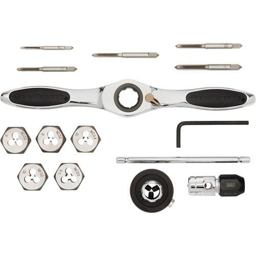 SAE Ratcheting Tap & Die Set, 15 Pieces Equipex