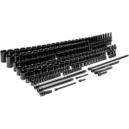 6-Point SAE/Metric Master Socket Set, 209 Pcs, Impact, Deep Equipex