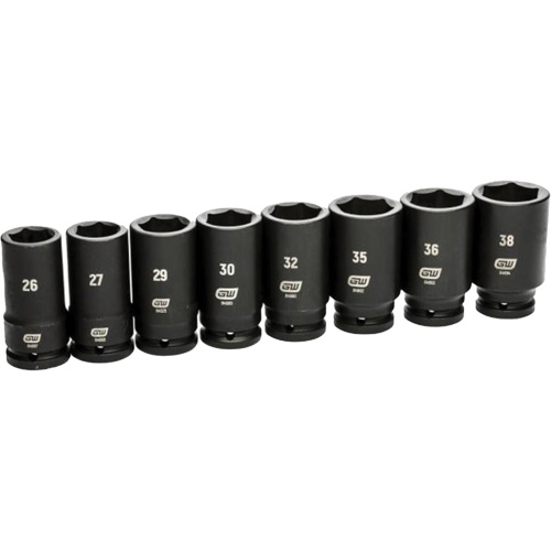 6 Point SAE Socket Set, 8 Pcs, Impact, 3/4" Drive Size, Deep Equipex