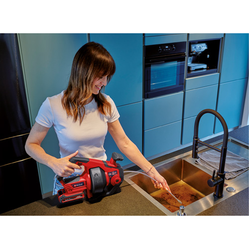 TE-DA 18/760 Li 18V Cordless Drain Auger (Tool Only), Powered, 25' Cable Length, 1/4" Cable Diameter Equipex