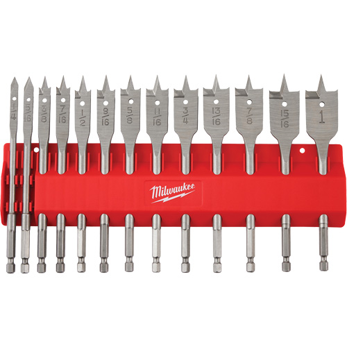 Flat Boring Bit Set, 13 Pieces, High Carbon Steel Equipex