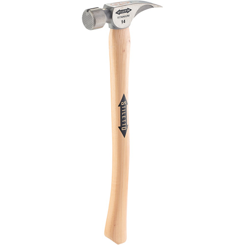 Marteau &agrave; face en titane frais&eacute;e avec manche incurv&eacute; en noyer, 14 oz, Prise en Bois, 18" lo Equipex