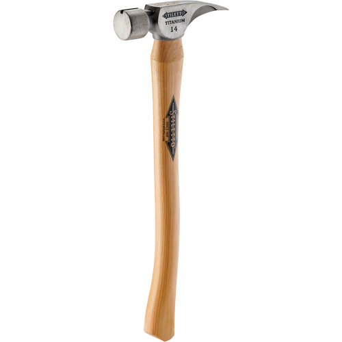 Marteau &agrave; face lisse en titane avec manche incurv&eacute; en noyer, 14 oz, Prise en Bois, 18" lo Equipex