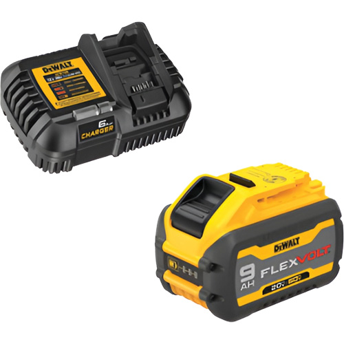 MAX FLEXVOLT Battery & Charger Kit, Lithium-Ion, 20 V/60 V, 9 Ah Equipex