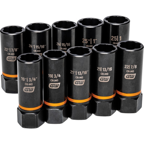 Bolt Biter Extraction Socket Set, 10 Pcs, Impact, 1/2" Drive Size, Deep Equipex