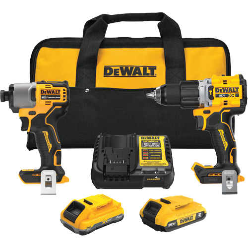 XR Brushless Cordless Premium Drill Driver Kit with 4 Ah POWERSTACK Battery and 2 Ah Battery, 20 V Equipex