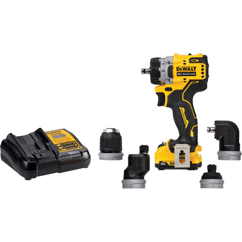 XTREME Brushless Cordless 5-in-1 Drill/Driver Kit, Lithium-Ion, 12 V, 3/8" Chuck Equipex