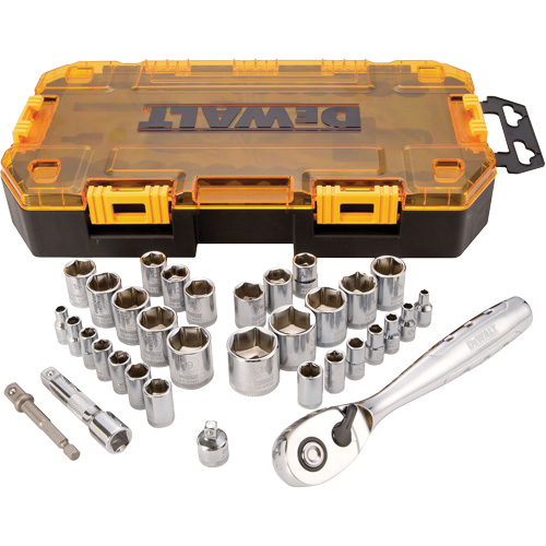 1/4" & 3/8" Drive Socket Set, 34 Pcs Equipex