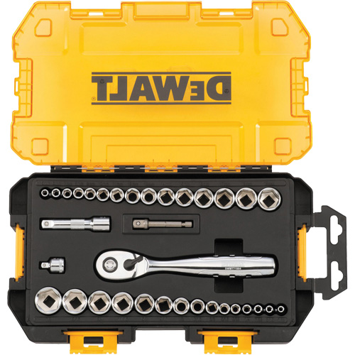 1/4" & 3/8" Drive Socket Set, 34 Pcs Equipex