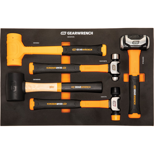 Mixed Hammer Set in Foam Storage Tray, 5 Pieces Equipex