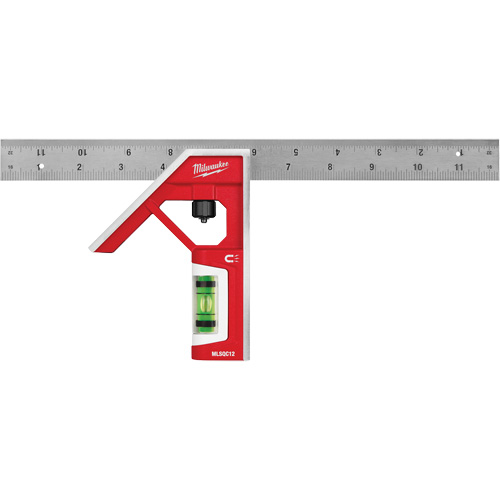 Magnetic Combination Square, 12" L, Stainless Steel, Plain Equipex