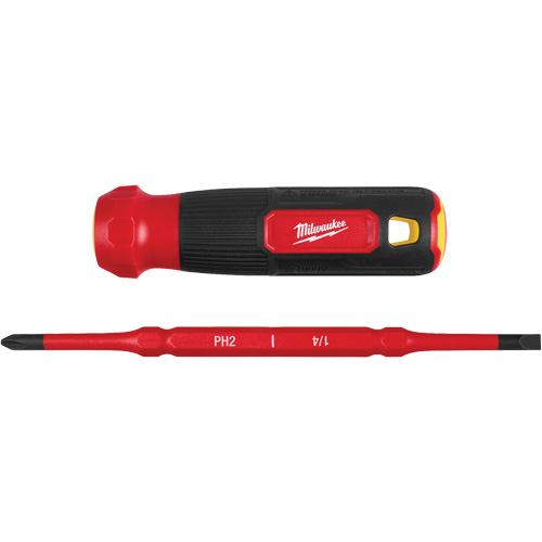 Tournevis &agrave; embouts interchangeables &agrave; tige articul&eacute;e isol&eacute; 1000 V, 2-en-1, 8-4/5" lo, Prise Coussin&eacute;e Equipex