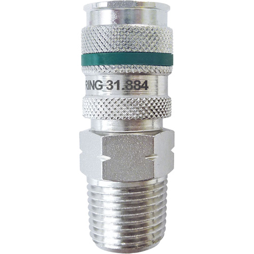 Raccord rapide QUIKSILVER Ultraflo 7,8 mm, Acier zingu&eacute;, 1/2", NPT m&acirc;le, 362 PSI Equipex