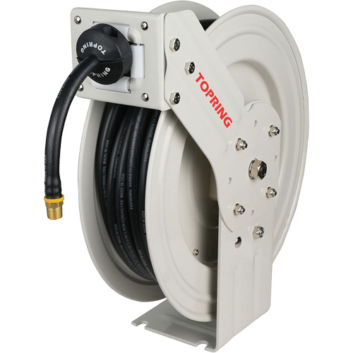 D&eacute;vidoir de tuyau &agrave; rappel automatique &agrave; bras simple de type L MAXREEL avec tuyau en caoutchouc, Air, 3/8" x 50', Tuyau simple, 250 PSI Equipex