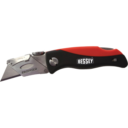 Folding Utility Knife, 2-3/8" Blade, Plastic/Cushion Handle Equipex
