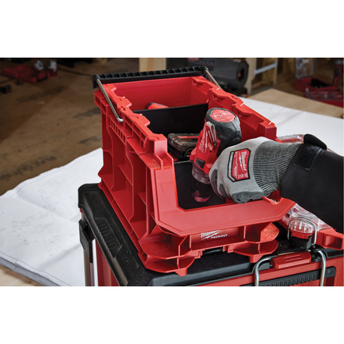 PACKOUT Compact Crate, 15-1/2" x 9-1/2" x 8-3/4", Black/Red Equipex