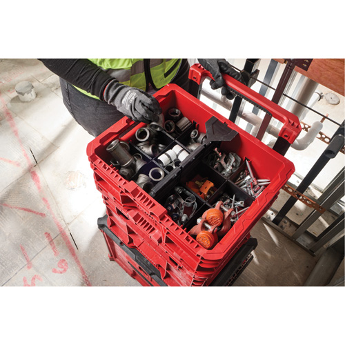 Bac &agrave; profil bas PACKOUT, 15" x 18-5/8" x 6-5/8", Noir/Rouge Equipex