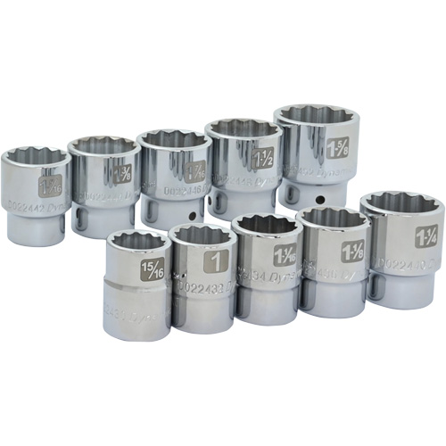 Jeu de douilles SAE &agrave; 12 pans, 10 Mcx, Prise de 3/4" Equipex