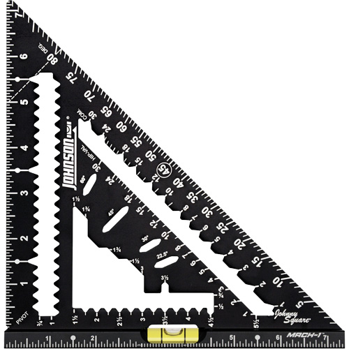 &eacute;querre de charpentier MACH-1 Smart Mark Johnny Square&reg; de 7-1/4 po avec fiole de niveau Equipex